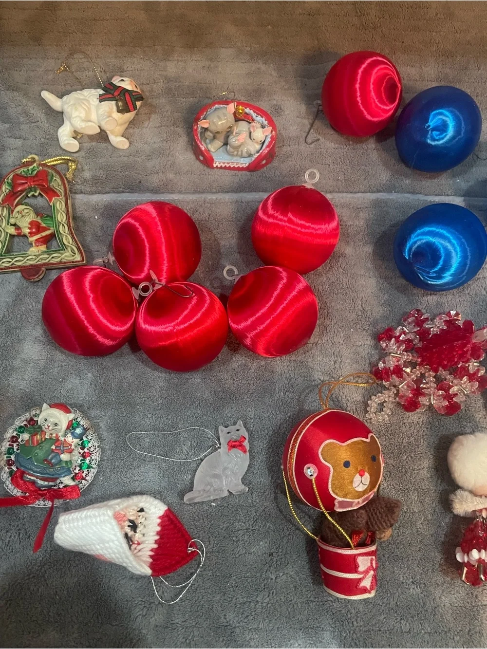 Vintage Christmas Ornaments Silk And Plastic Ketchy Lot